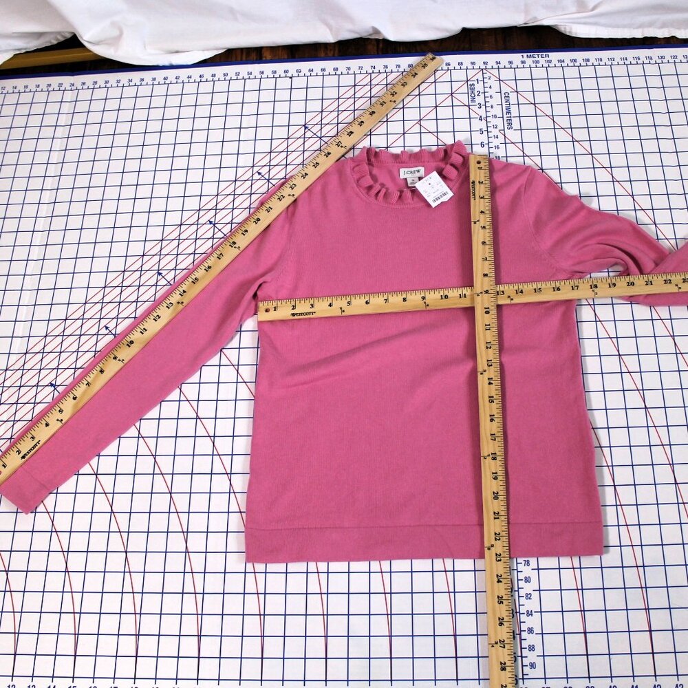 NWT J. Crew Factory Pink Ruffle Neck Cotton Sweater, Small - Picture 5 of 8